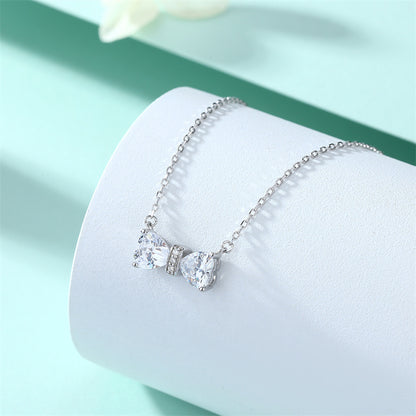 925 Sterling Silver Double Heart Birthstone Necklace - Romantic Lucky Charm Jewelry