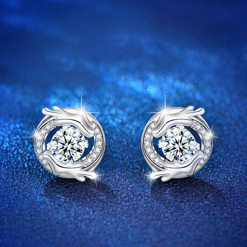 925 Sterling Silver Dragon Stud Earrings with 0.5ct Moissanite Rhodium Plated Zodiac Jewelry for Women