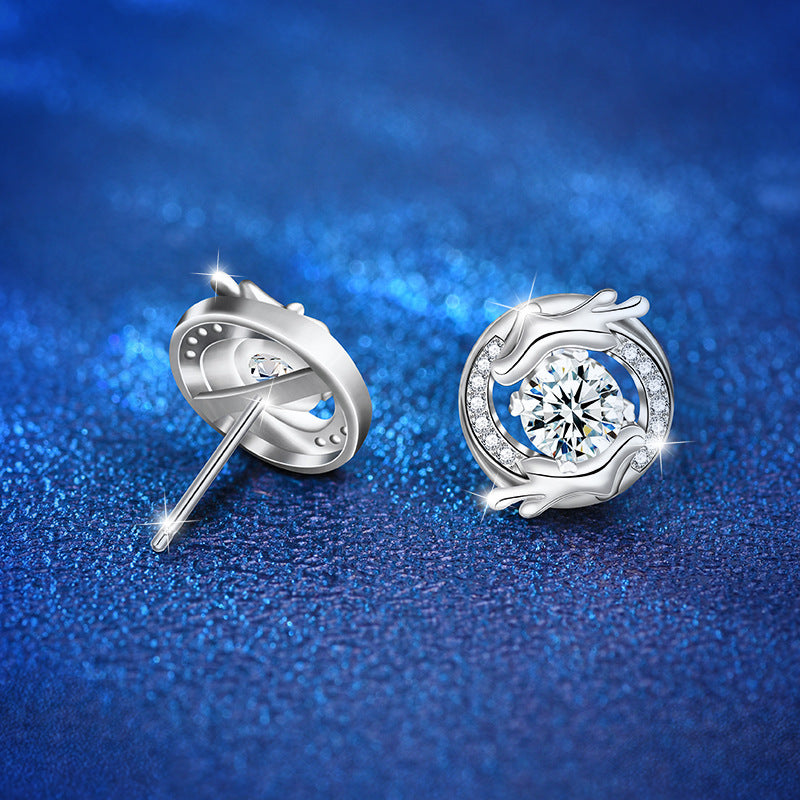 925 Sterling Silver Dragon Stud Earrings with 0.5ct Moissanite Rhodium Plated Zodiac Jewelry for Women