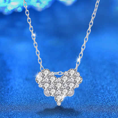 925 Sterling Silver Dual Wear Heart Pendant Necklace White Gold & Champagne Gold Rhodium Plated Cross Chain Sweet & Edgy Jewelry
