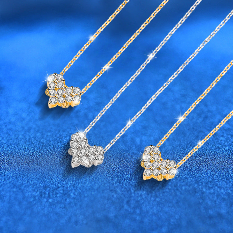 925 Sterling Silver Dual Wear Heart Pendant Necklace White Gold & Champagne Gold Rhodium Plated Cross Chain Sweet & Edgy Jewelry