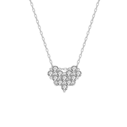 925 Sterling Silver Dual Wear Heart Pendant Necklace White Gold & Champagne Gold Rhodium Plated Cross Chain Sweet & Edgy Jewelry