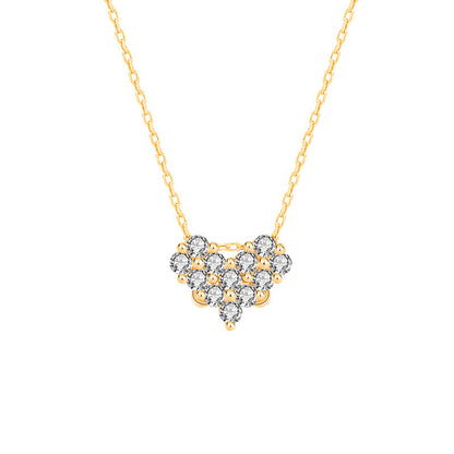 925 Sterling Silver Dual Wear Heart Pendant Necklace White Gold & Champagne Gold Rhodium Plated Cross Chain Sweet & Edgy Jewelry