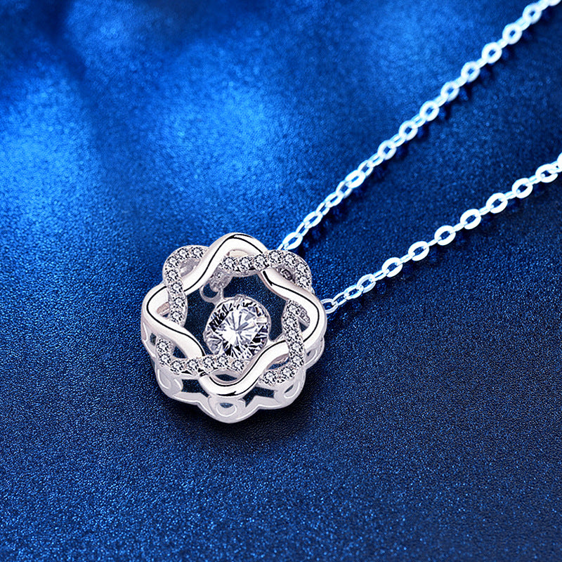 925 Sterling Silver Eight Point Star Pendant Necklace with 0.5ct Moissanite Micro-Pavé Cross Chain Women's Rhodium Plated Jewelry