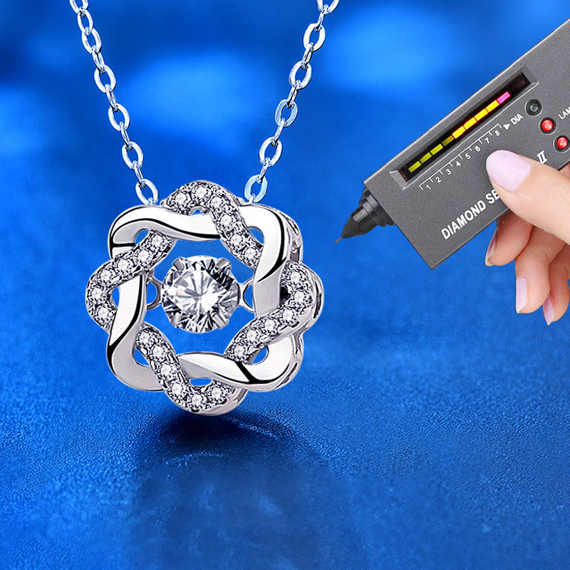 925 Sterling Silver Eight Point Star Pendant Necklace with 0.5ct Moissanite Micro-Pavé Cross Chain Women's Rhodium Plated Jewelry