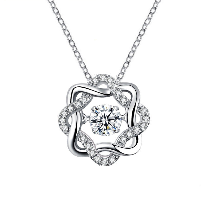 925 Sterling Silver Eight Point Star Pendant Necklace with 0.5ct Moissanite Micro-Pavé Cross Chain Women's Rhodium Plated Jewelry
