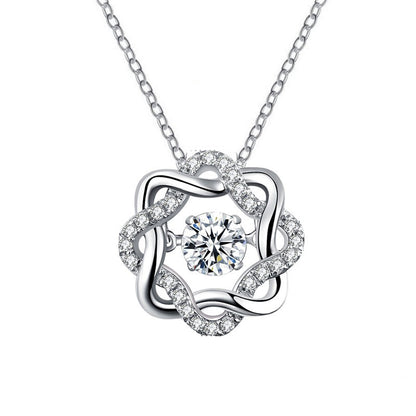925 Sterling Silver Eight Point Star Pendant Necklace with 0.5ct Moissanite Micro-Pavé Cross Chain Women's Rhodium Plated Jewelry