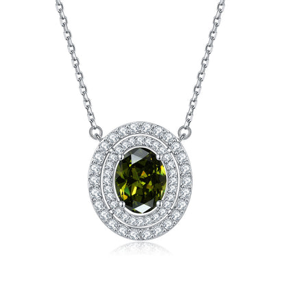 925 Sterling Silver Emerald Oval Pendant Necklace - Modern Birthstone Jewelry