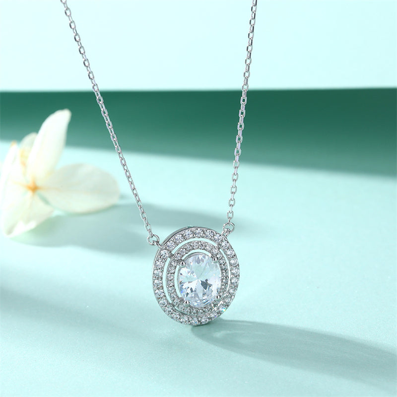925 Sterling Silver Emerald Oval Pendant Necklace - Modern Birthstone Jewelry
