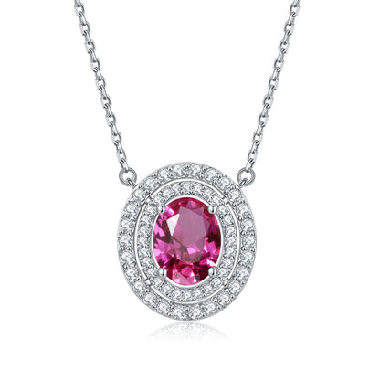 925 Sterling Silver Emerald Oval Pendant Necklace - Modern Birthstone Jewelry