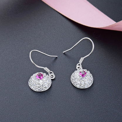 925 Sterling Silver Eye Dangle Earrings - Korean Style Geometric Evil Eye Earrings for Women