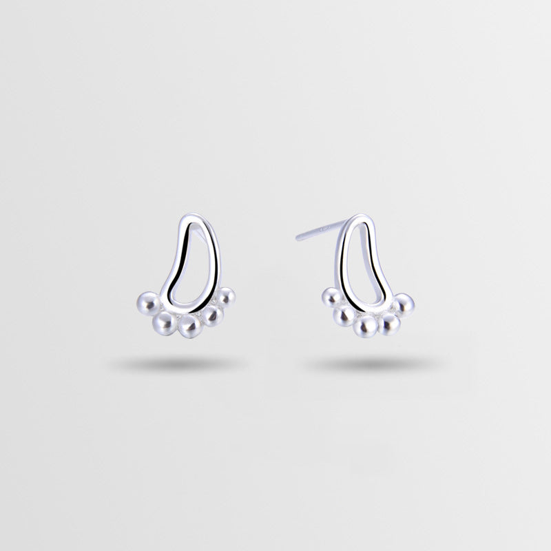 925 Sterling Silver Fashion Geometric Stud Earrings - Electroplated Korean Style Pattern Design with Plastic Ear Stoppers
