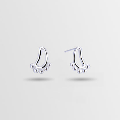 925 Sterling Silver Fashion Geometric Stud Earrings - Electroplated Korean Style Pattern Design with Plastic Ear Stoppers
