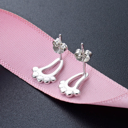 925 Sterling Silver Fashion Geometric Stud Earrings - Electroplated Korean Style Pattern Design with Plastic Ear Stoppers