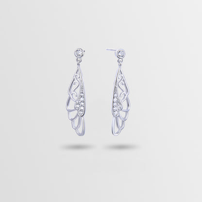 925 Sterling Silver Feather Drop Earrings - Rose Gold & White Gold Plated Minimalist Dangle Earrings