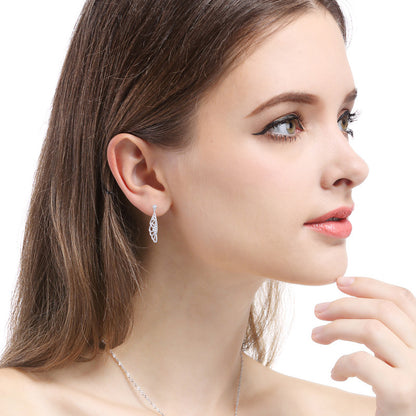 925 Sterling Silver Feather Drop Earrings - Rose Gold & White Gold Plated Minimalist Dangle Earrings