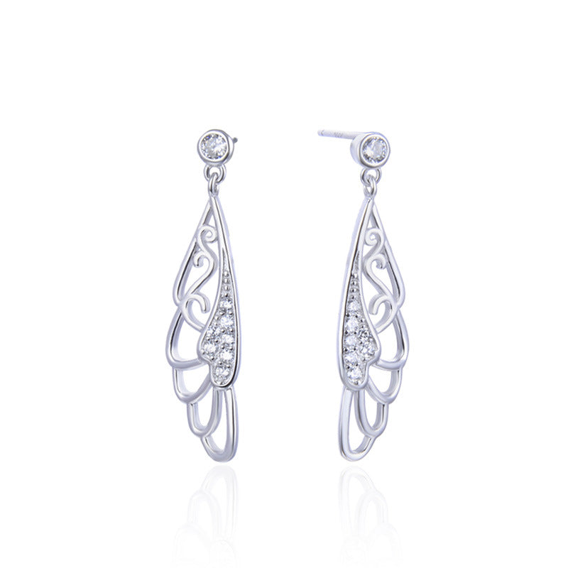 925 Sterling Silver Feather Drop Earrings - Rose Gold & White Gold Plated Minimalist Dangle Earrings