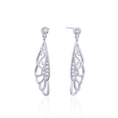 925 Sterling Silver Feather Drop Earrings - Rose Gold & White Gold Plated Minimalist Dangle Earrings