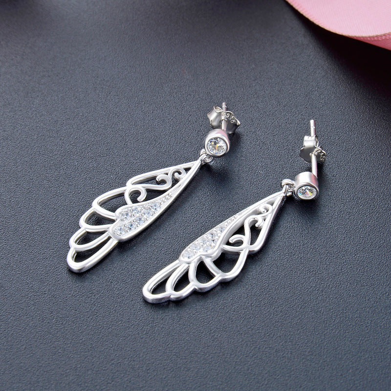 925 Sterling Silver Feather Drop Earrings - Rose Gold & White Gold Plated Minimalist Dangle Earrings