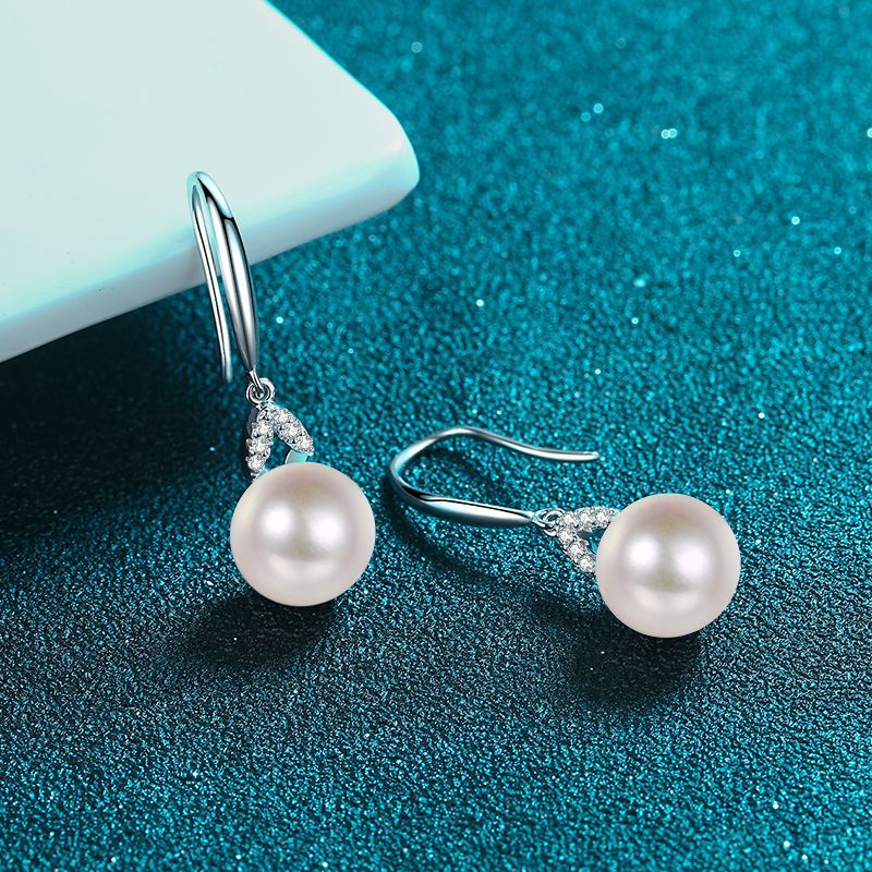 925 Sterling Silver Floral Drop Earrings - 0.08ct Moissanite & Freshwater Pearls