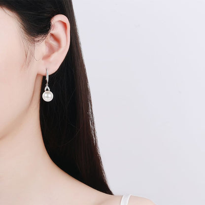 925 Sterling Silver Floral Drop Earrings - 0.08ct Moissanite & Freshwater Pearls
