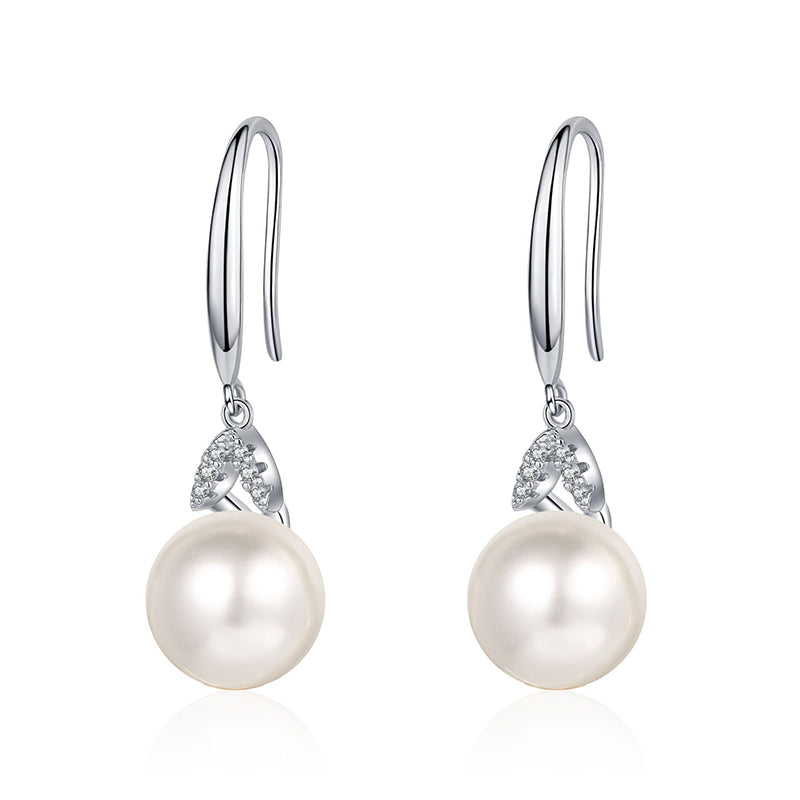 925 Sterling Silver Floral Drop Earrings - 0.08ct Moissanite & Freshwater Pearls