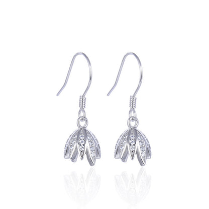 925 Sterling Silver Floral Drop Earrings - Minimalist Geometric Flower Dangle Earrings for Women