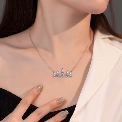 925 Sterling Silver Floral Pendant Necklace - Elegant Red Zirconia Blossom Collarbone Chain