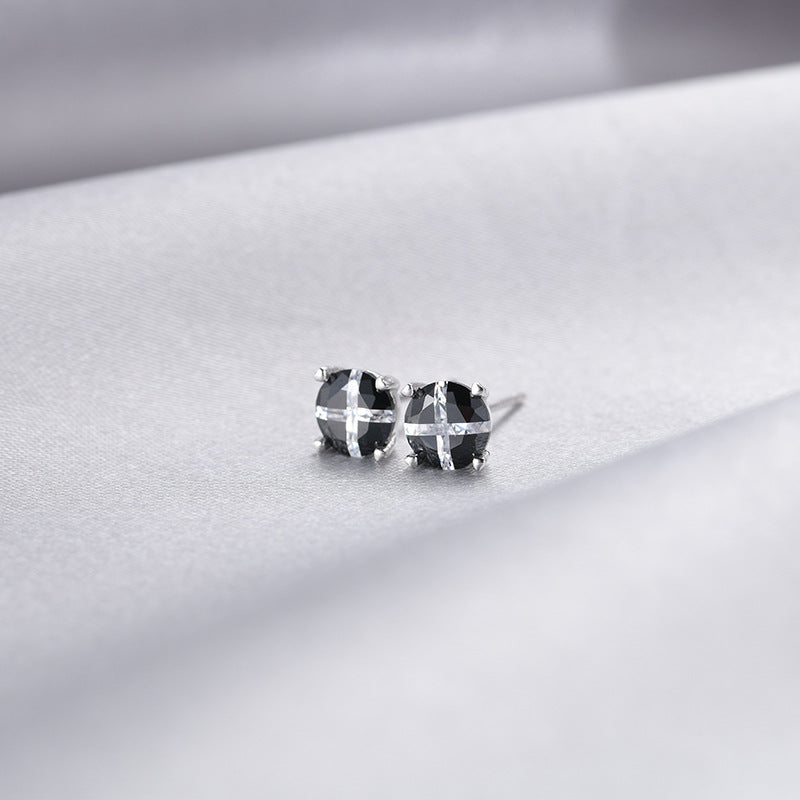 925 Sterling Silver Floral Petal Stud Earrings with Zircon - Korean Style Women's Fashion Earrings with Plastic Backs