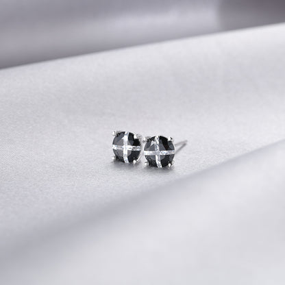 925 Sterling Silver Floral Petal Stud Earrings with Zircon - Korean Style Women's Fashion Earrings with Plastic Backs