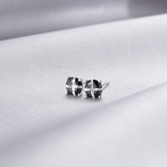 925 Sterling Silver Floral Petal Stud Earrings with Zircon - Korean Style Women's Fashion Earrings with Plastic Backs