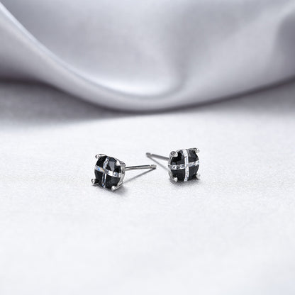 925 Sterling Silver Floral Petal Stud Earrings with Zircon - Korean Style Women's Fashion Earrings with Plastic Backs