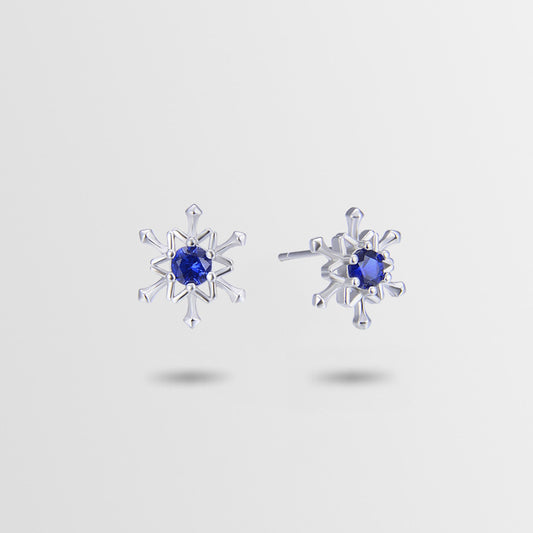 925 Sterling Silver Floral Stud Earrings - Korean Style Diamond Accent Geometric Earrings with Plastic Stoppers