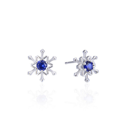 925 Sterling Silver Floral Stud Earrings - Korean Style Diamond Accent Geometric Earrings with Plastic Stoppers