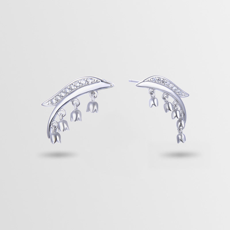 925 Sterling Silver Flower Stud Earrings with Cubic Zirconia - Minimalist Floral Earrings with Plastic Backs for Women