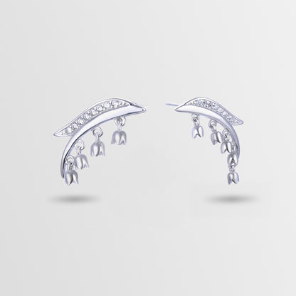 925 Sterling Silver Flower Stud Earrings with Cubic Zirconia - Minimalist Floral Earrings with Plastic Backs for Women