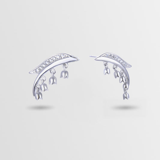 925 Sterling Silver Flower Stud Earrings with Cubic Zirconia - Minimalist Floral Earrings with Plastic Backs for Women