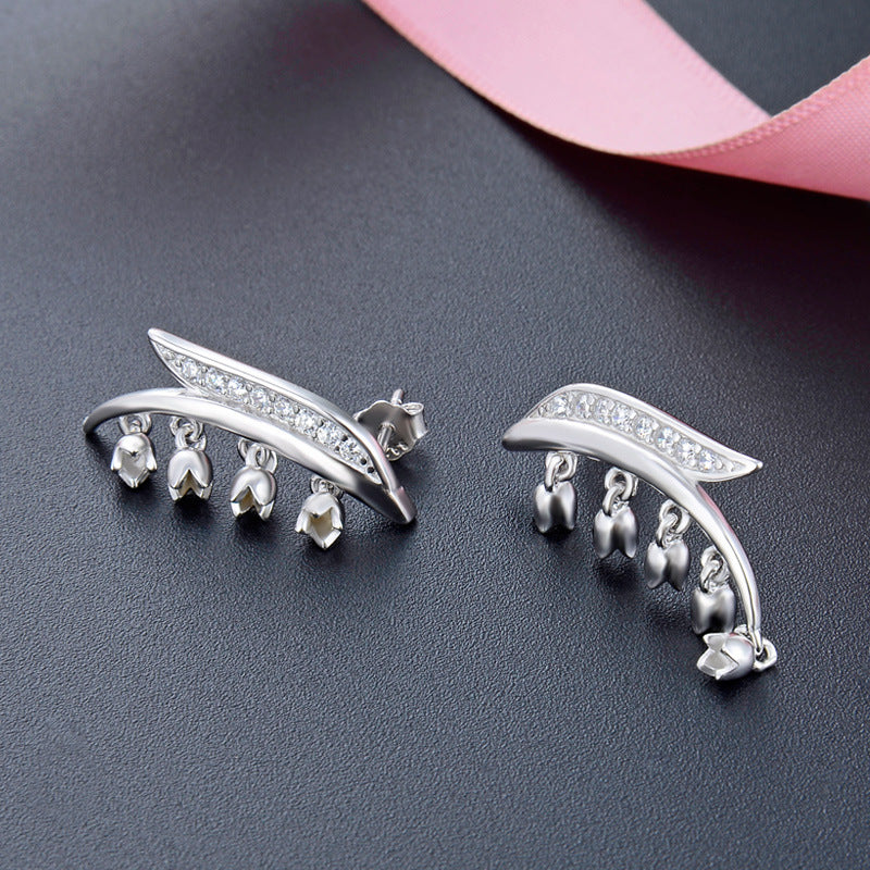 925 Sterling Silver Flower Stud Earrings with Cubic Zirconia - Minimalist Floral Earrings with Plastic Backs for Women