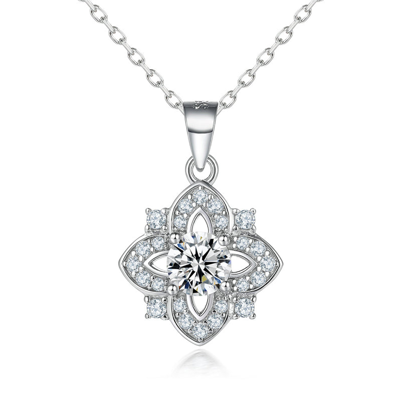 925 Sterling Silver Four-Leaf Clover Pendant Necklace - Dainty Star & Zirconia Lucky Charm Collarbone Chain