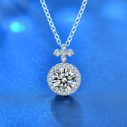 925 Sterling Silver Four-Leaf Clover Pendant Necklace with 1ct Moissanite Cross Chain Women's Original Design Jewelry