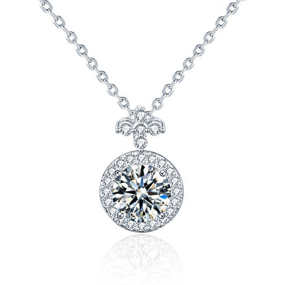 925 Sterling Silver Four-Leaf Clover Pendant Necklace with 1ct Moissanite Cross Chain Women's Original Design Jewelry