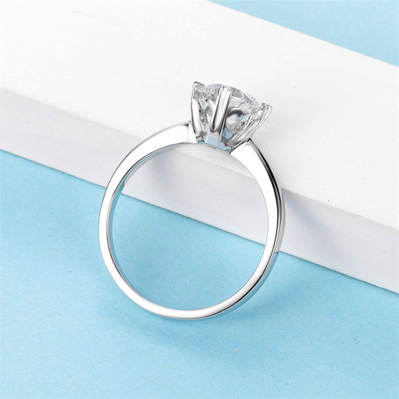 925 Sterling Silver Four-Prong Moissanite Ring - New Cross-Border E-Commerce Exclusive