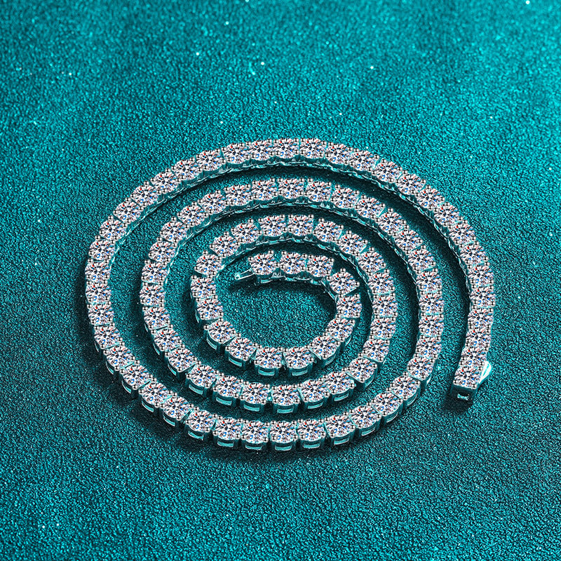 925 Sterling Silver Full-Circle Moissanite Choker - PT950-Plated Statement Necklace