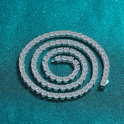 925 Sterling Silver Full-Circle Moissanite Choker - PT950-Plated Statement Necklace