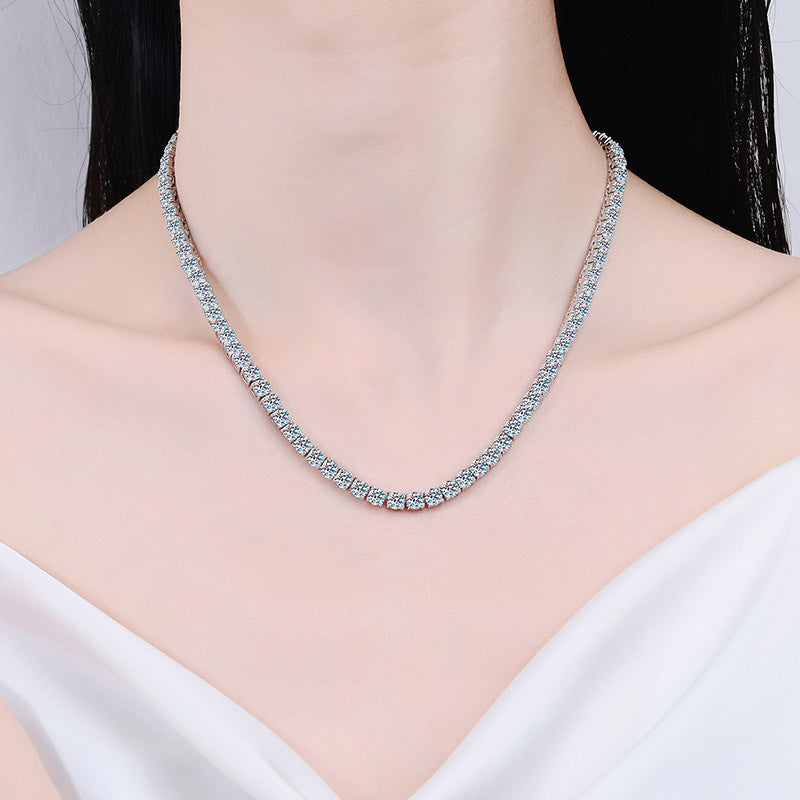 925 Sterling Silver Full-Circle Moissanite Choker - PT950-Plated Statement Necklace