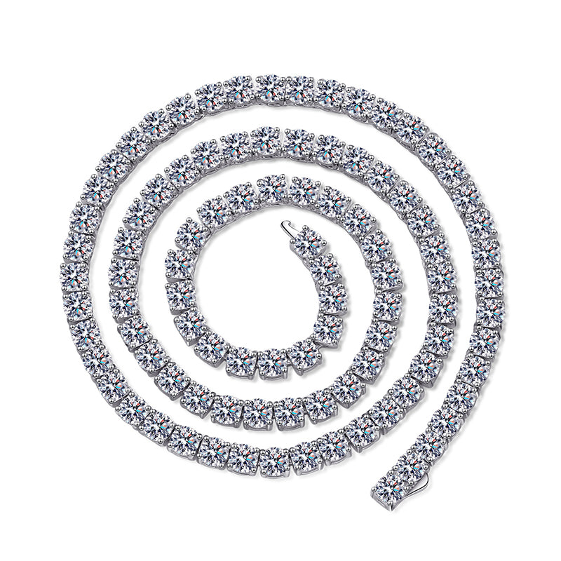 925 Sterling Silver Full-Circle Moissanite Choker - PT950-Plated Statement Necklace