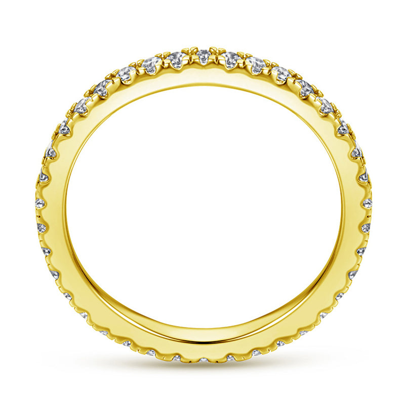 925 Sterling Silver Full-Pavé Crown Ring – Minimalist Single Row Zircon Band