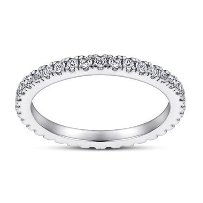 925 Sterling Silver Full-Pavé Crown Ring – Minimalist Single Row Zircon Band