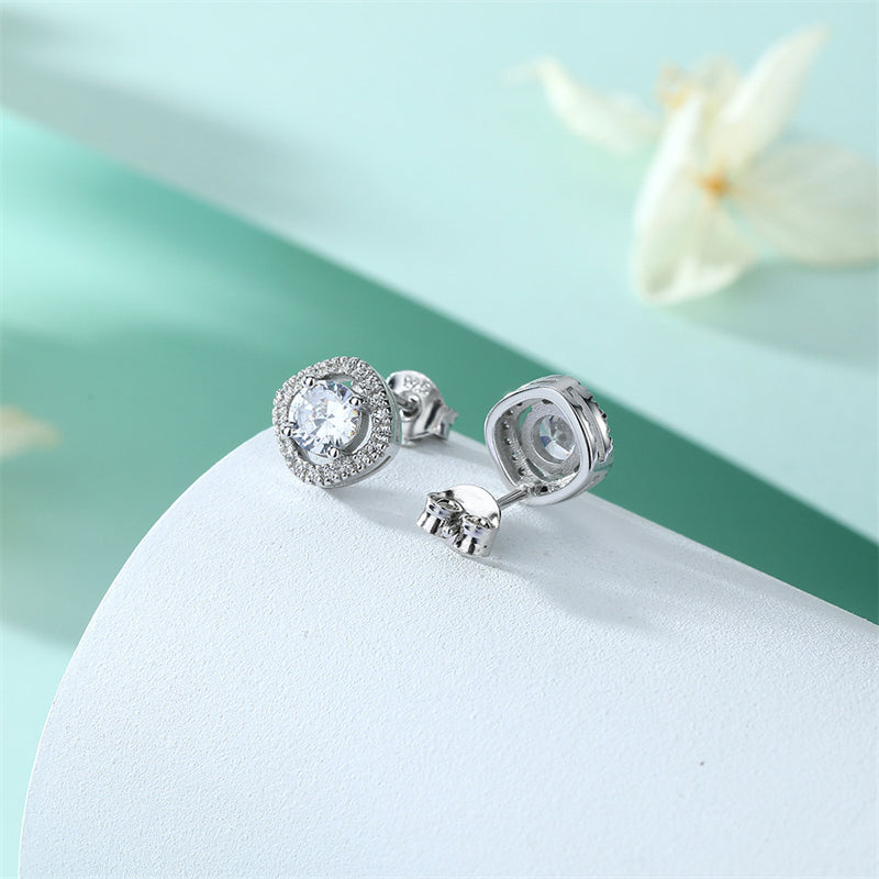 925 Sterling Silver Full-Pavé Square Zircon Earrings – Elegant Geometric Birthstone Jewelry