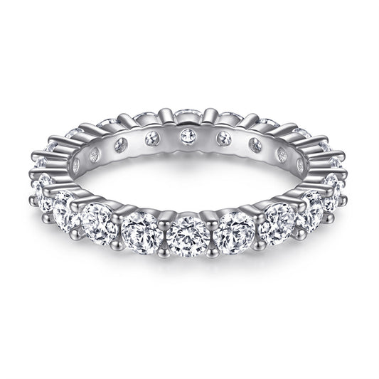 925 Sterling Silver Full Eternity Band - Micro Pave Zircon Stackable Index Finger Ring